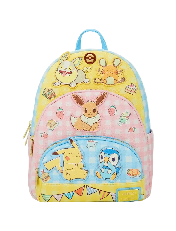 Backpack with cartoon characters on a white background