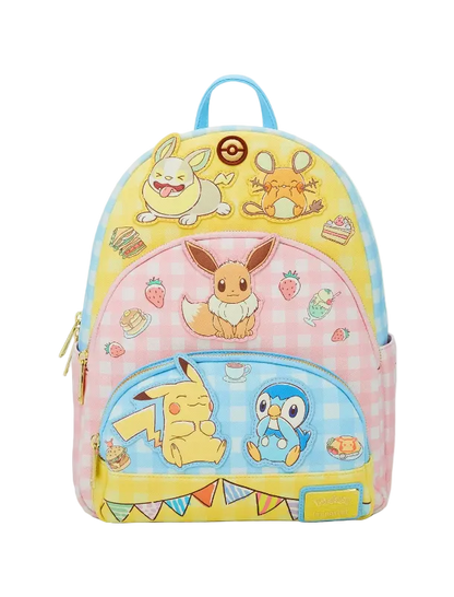 Backpack with cartoon characters on a white background