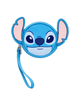 A blue cartoon character face wristlet coin purse with a matching wrist strap, featuring pink inner ears and a silver zipper, shown on a light gray background.