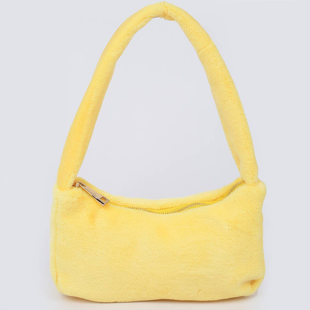 HPC5123 SOLID FAUX FUR SHOULDER BAG: Yellow
