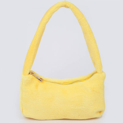 HPC5123 SOLID FAUX FUR SHOULDER BAG: Yellow