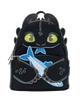 Black backpack with dragon design on a white background