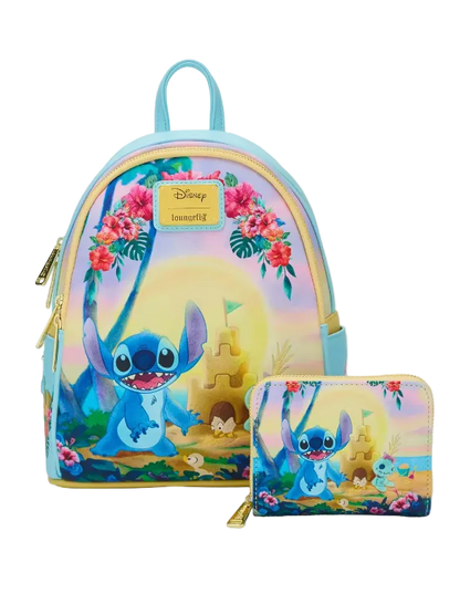 Mini backpack and wallet with Disney character design on a white background