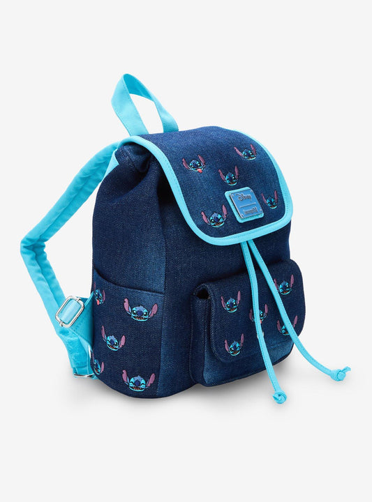 Lilo & Stitch Embroidered Denim Mini Backpack