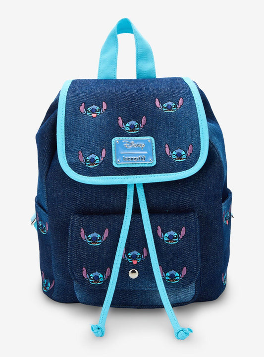 Lilo & Stitch Embroidered Denim Mini Backpack