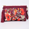 Faux Velvet Clutch With Tassel: Burgundy