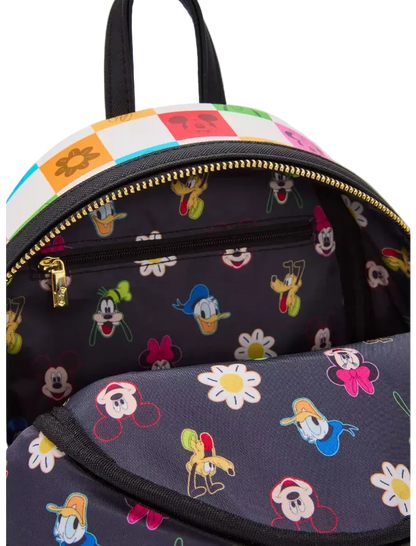 Backpack with cartoon character pattern on a white background