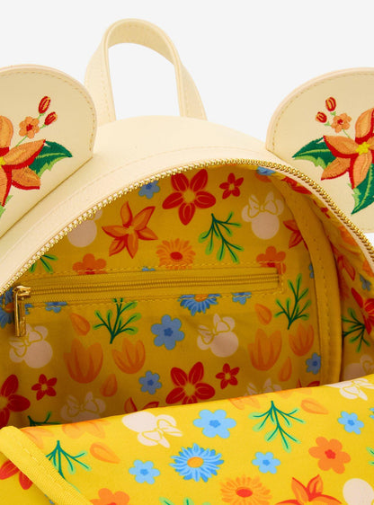 Minnie Mouse Orange Floral Ears Mini Backpack