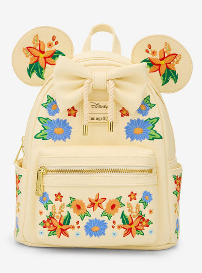 Minnie Mouse Orange Floral Ears Mini Backpack front