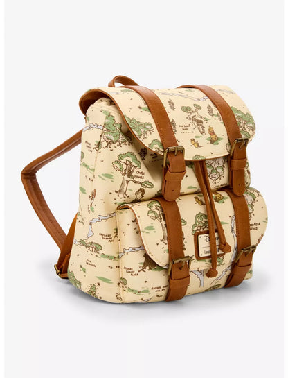 Winnie the Pooh Hundred Acre Wood Map Buckle Strap Mini Backpack