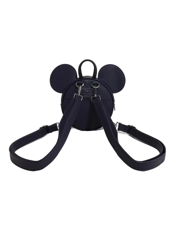 Black backpack with Mickey Mouse ears on a white background