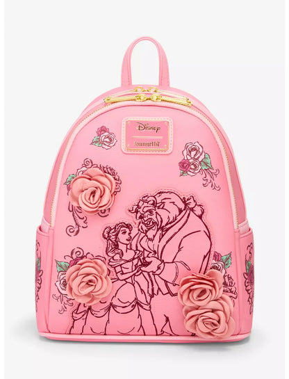 Loungefly Disney Beauty and the Beast Pink Roses Mini Backpack