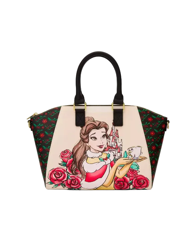 Handbag with Belle from Disney's Beauty and the Beast design on a white background