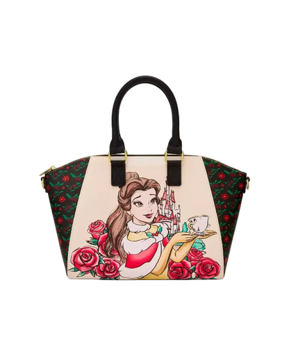 Handbag with Belle from Disney's Beauty and the Beast design on a white background