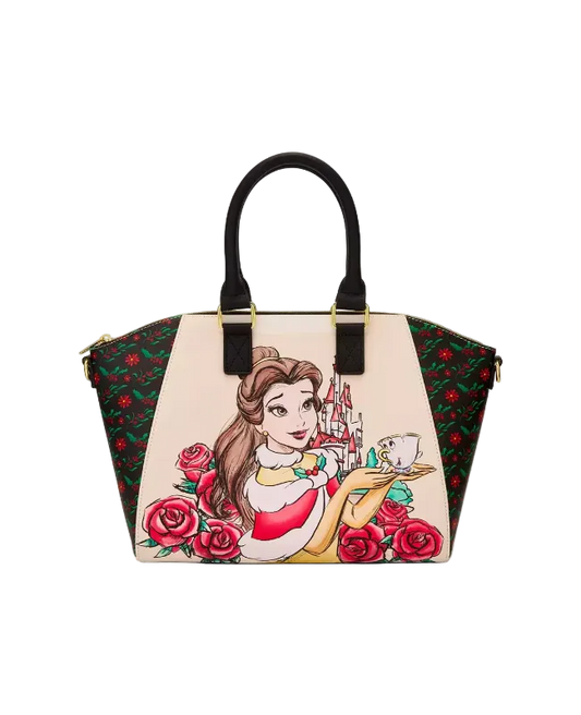 Handbag with Belle from Disney's Beauty and the Beast design on a white background
