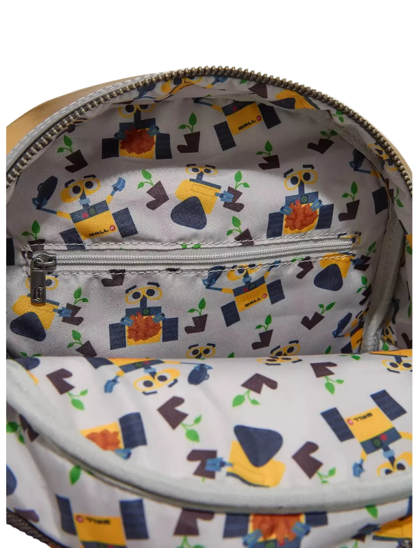 Backpack with robot pattern on a white background