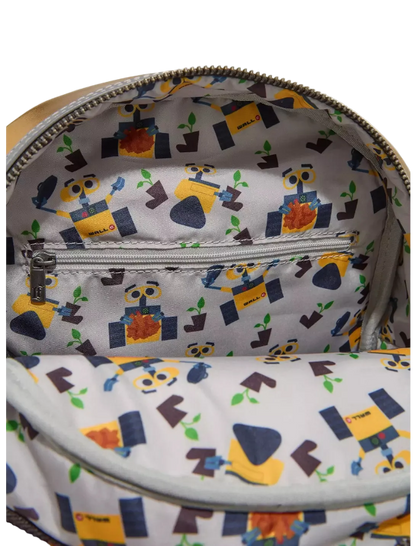 Backpack with robot pattern on a white background