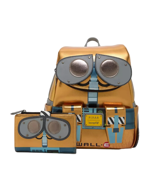 Backpack and wallet set with robot design on a white background