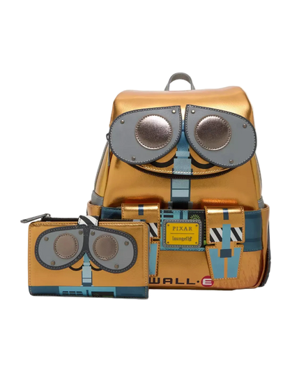 Backpack and wallet set with robot design on a white background