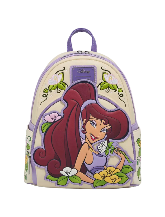 Backpack with animated character design on a white background