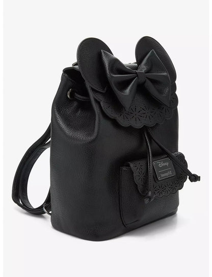 Minnie Mouse Pebble Textured Black Mini Backpack