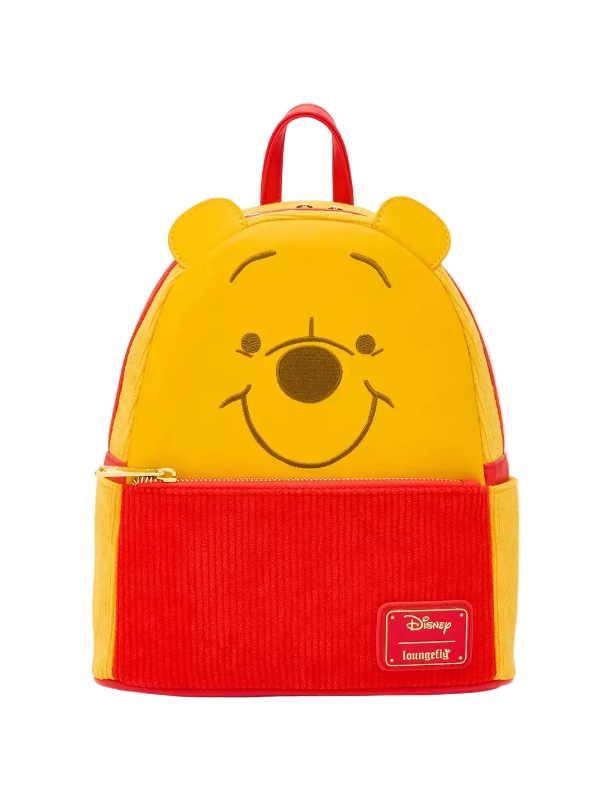 Backpack with a cartoon bear design on a white background