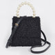 Pearl Handle Fur Clutch: Black