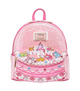 Pink backpack with Disney princess design on a white background