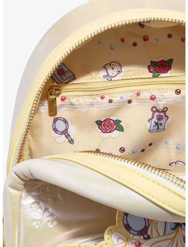 Close-up of a backpack with decorative patterns on the zipper area