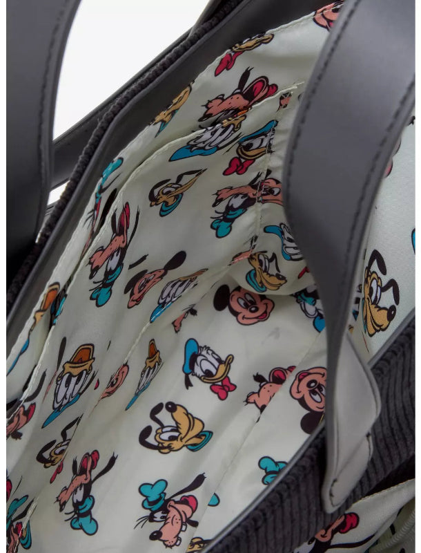 Close-up of a bag with cartoon character pattern on a white background