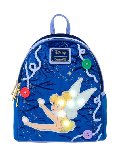 Blue backpack with Tinker Bell design on a white background