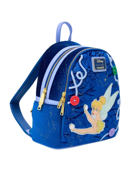 Blue backpack with Tinker Bell design on a white background