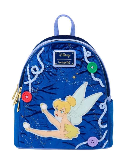 Blue backpack with Tinker Bell design on a white background
