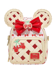 Mini backpack with Minnie Mouse ears and cherry pattern on a white background