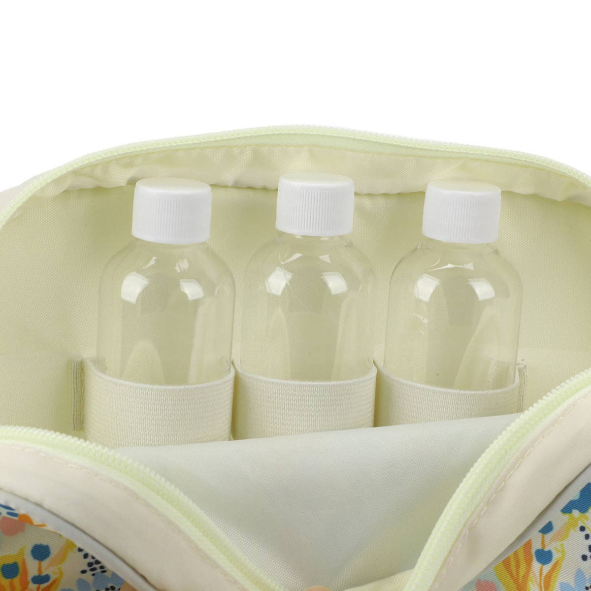 Floral Print Dual Compartment Cream Toiletry Cosmetic Kit