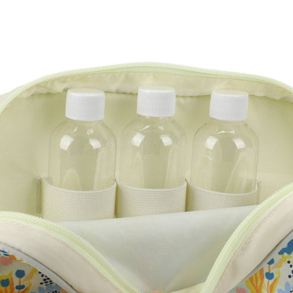 Floral Print Dual Compartment Cream Toiletry Cosmetic Kit