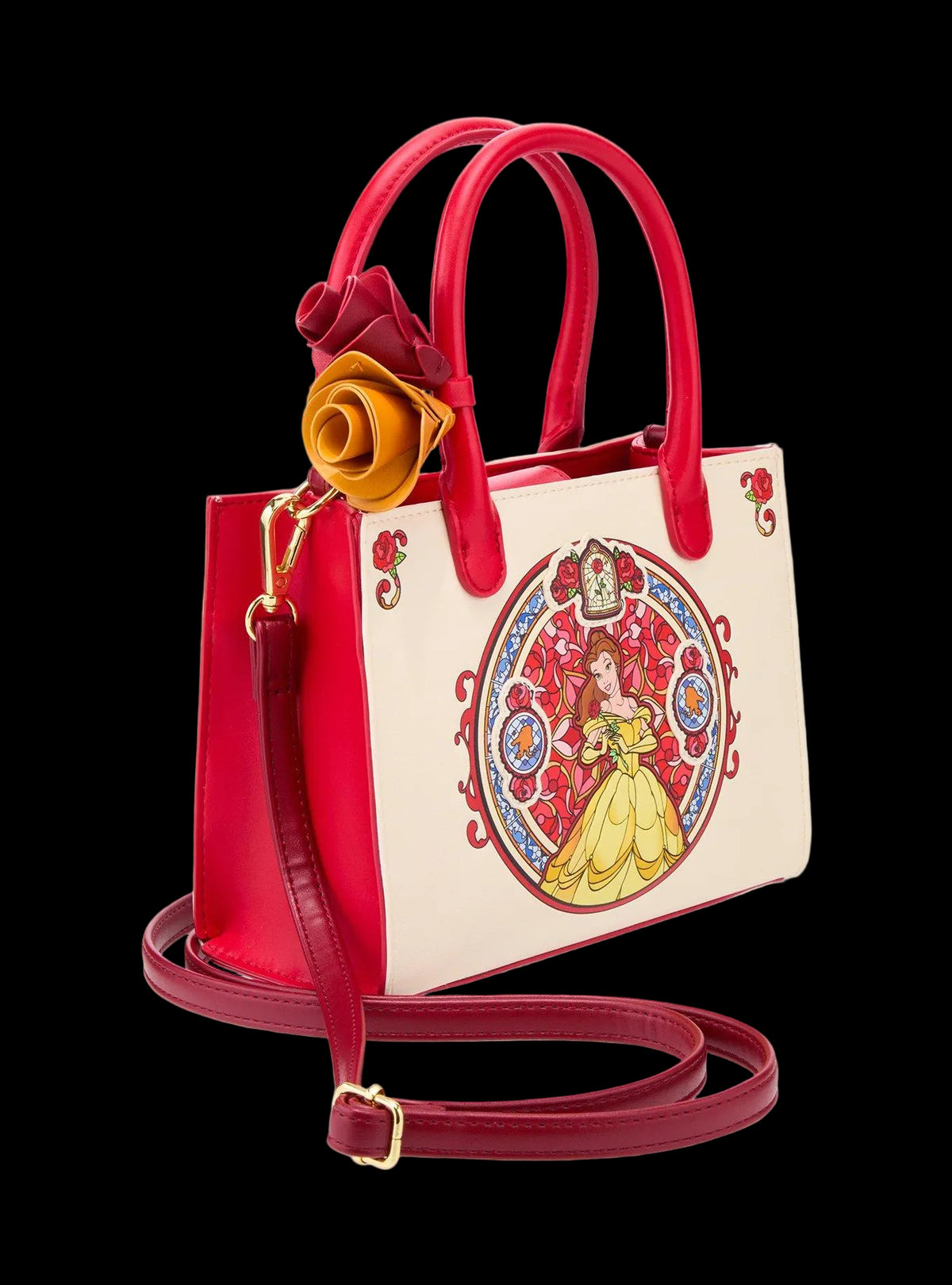 Beauty and the Beast Belle Stained Glass Portrait Crossbody Bag