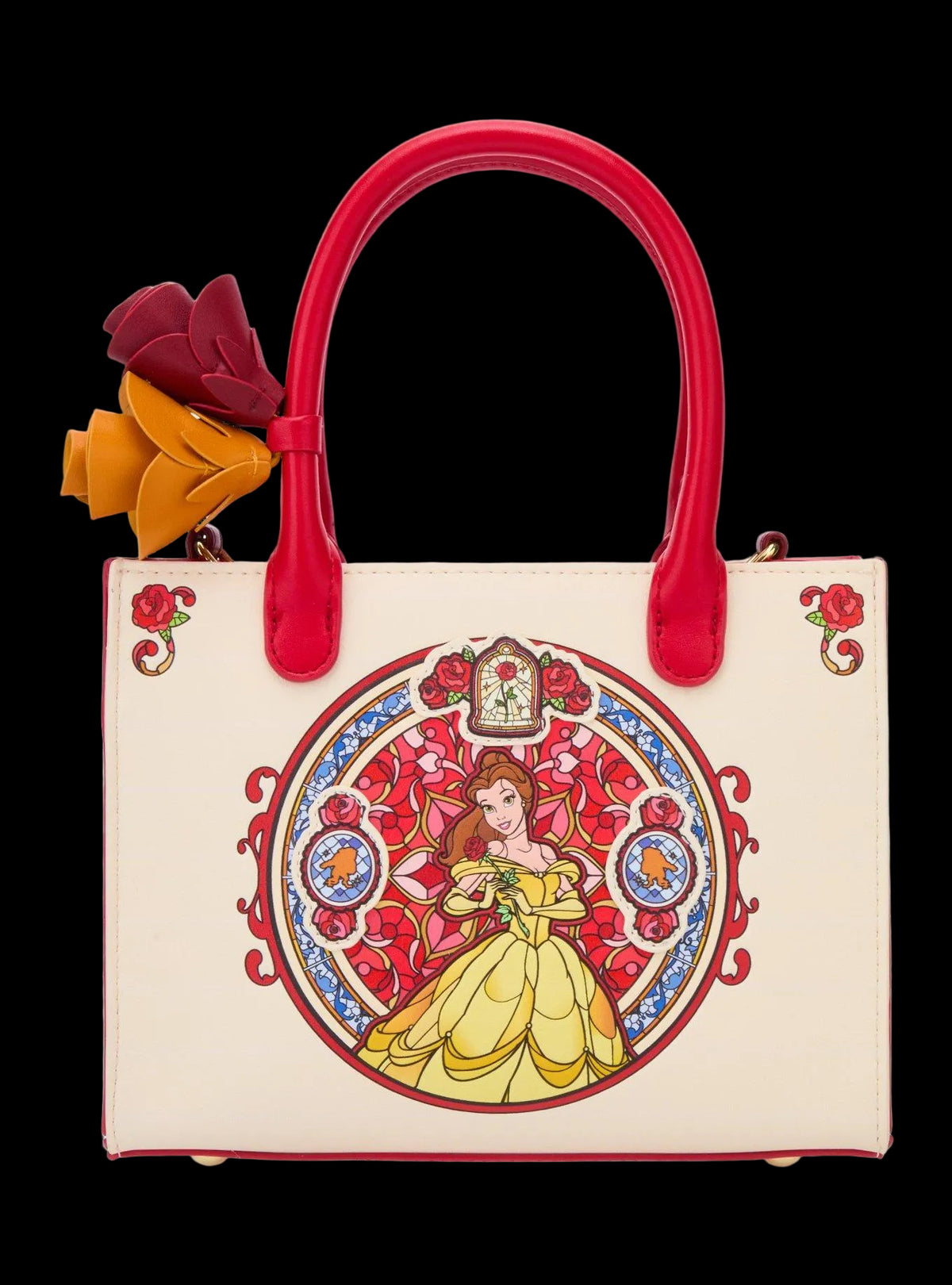 Beauty and the Beast Belle Stained Glass Portrait Crossbody Bag front