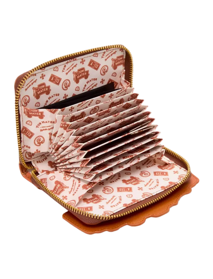 Card holder with patterned interior on a white background
