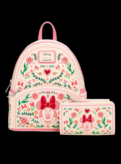 Minnie Mouse Floral Embroidered Mini Backpack