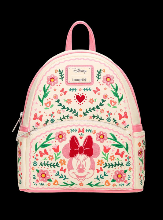 Minnie Mouse Floral Embroidered Mini Backpack front