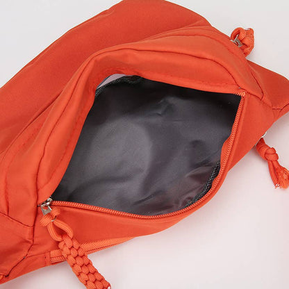 Minimalist Nylon Fanny Pack Waist Bag with Braided Tassel: Black