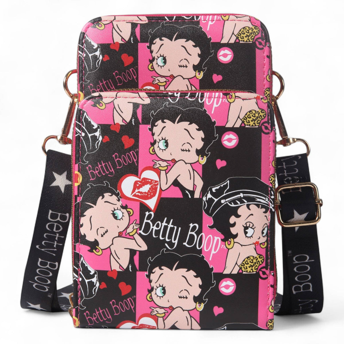 Betty Boop Red Lips PVC Crossbody Wallet Bag