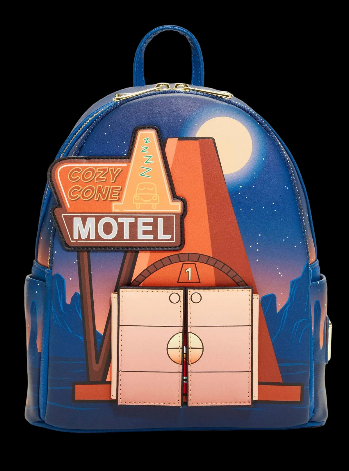 Cars Cozy Cone Motel Glow in the Dark Mini Backpack front