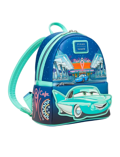 Flo's V8 Cafe Glow-in-the-Dark Mini Backpack Exclusive Loungefly Disney Pixar Cars