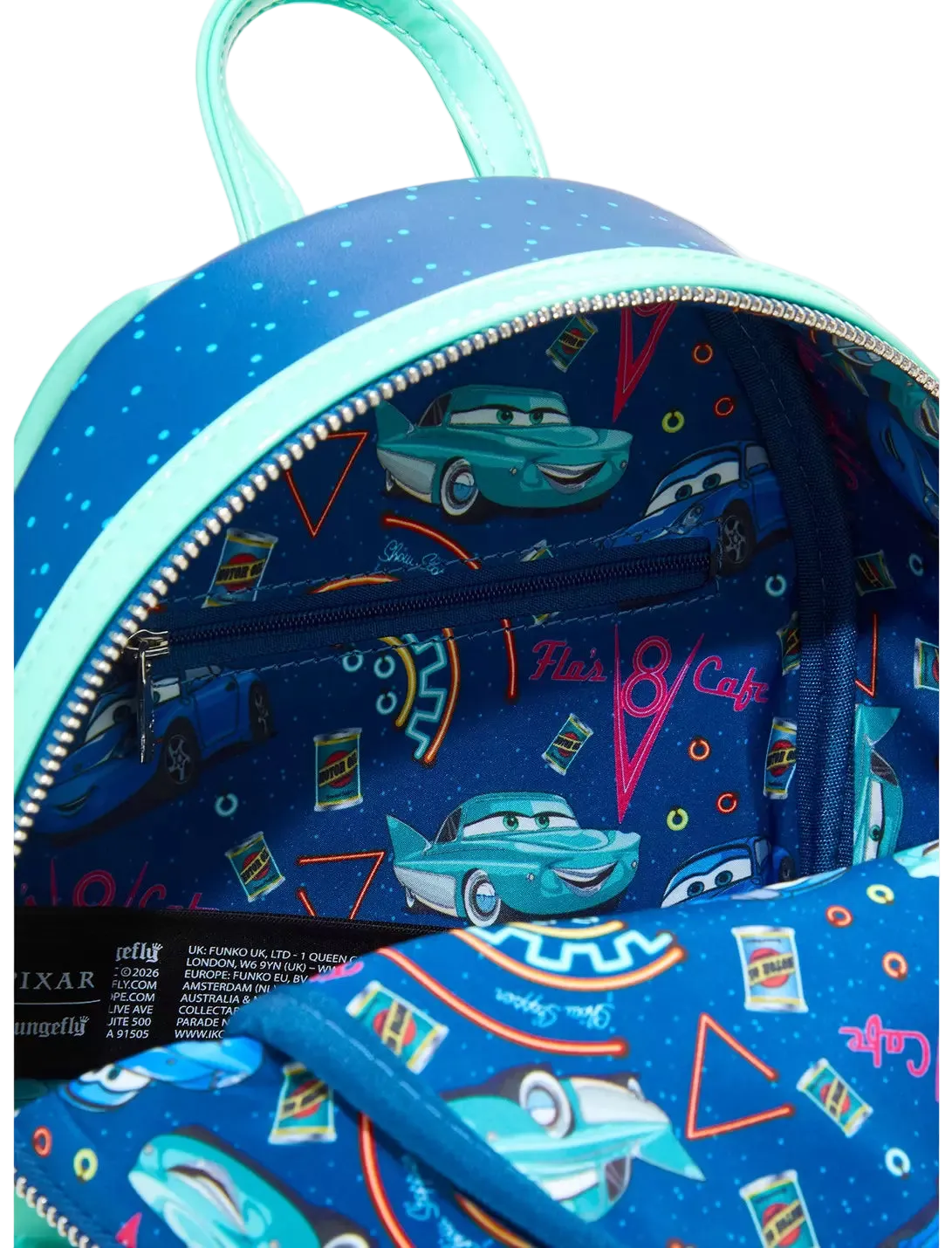 Flo's V8 Cafe Glow-in-the-Dark Mini Backpack Exclusive Loungefly Disney Pixar Cars