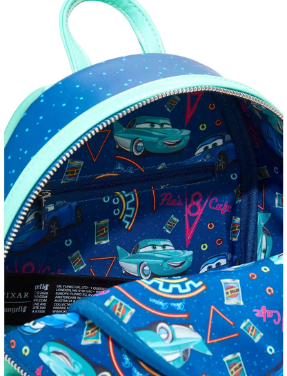 Flo's V8 Cafe Glow-in-the-Dark Mini Backpack Exclusive Loungefly Disney Pixar Cars