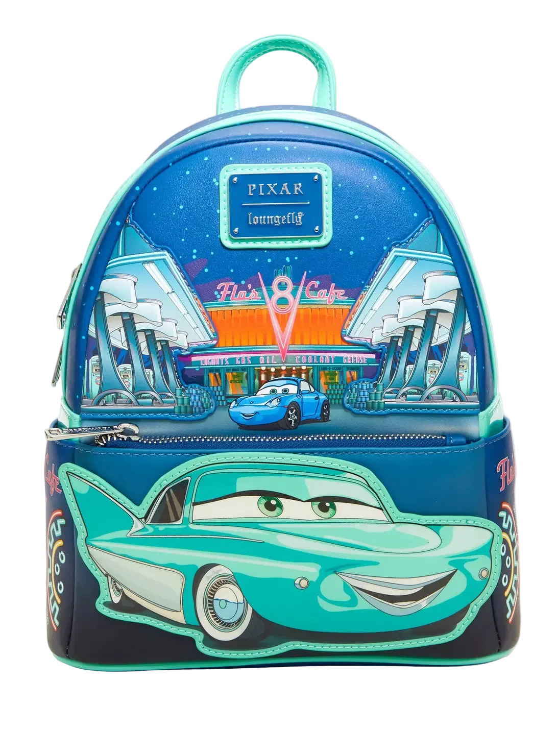 Flo's V8 Cafe Glow-in-the-Dark Mini Backpack Exclusive Loungefly Disney Pixar Cars