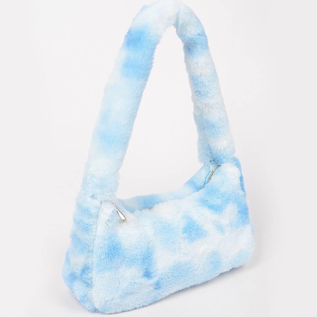 Tie Dye Fur Shoulder Bag: Black