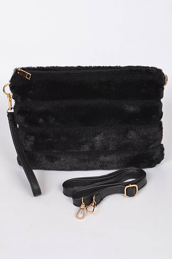 Faux Fur Charming Clutch PPC5828: Black